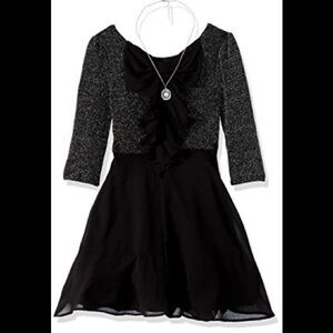 AMY BYER Big Girls Lurex Knit Bow Dress